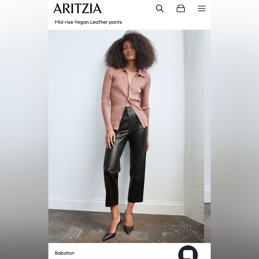 Aritzia Babaton Command Mid Rise Vegan Leather Crop Pants